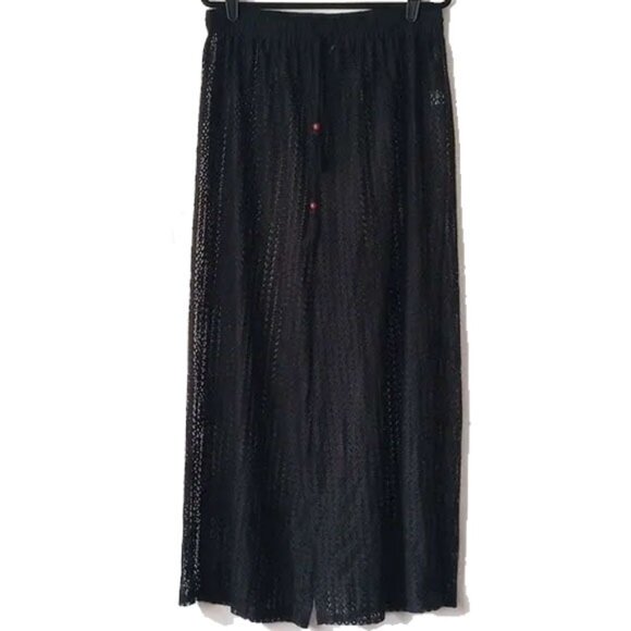 Nordstrom Cabana Mesh Wide Leg Cover Up Pants L Black - Picture 1 of 8